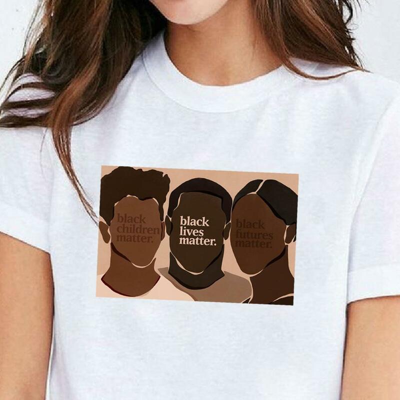 De Black Lives Matter camiseta de mujer de algodón a la moda de verano de manga corta con cuello redondo Harajuku gráfico camisetas No racimos Tops para mujer 2020