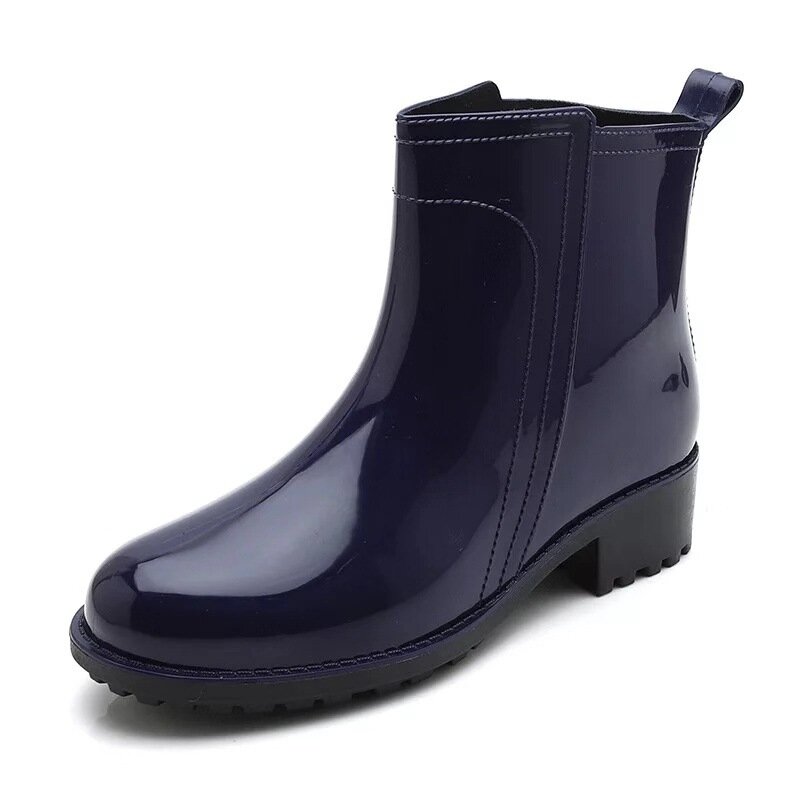 Botas de lluvia impermeables para mujer, zapatos de goma de encaje, costura lisa, planos, botas, Womendf65
