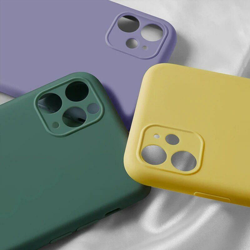 Original Flüssigkeit Silikon Abdeckung Für iPhone 14 Plus 13 12 Mini 11 Pro Max Kamera Telefon Fall Volle Protecte Candy farbe Fundas Abdeckung
