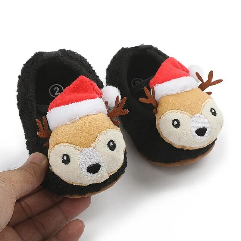 Baby Boy Girl Christmas Deer Shoes antypoślizgowe spacery na co dzień śliczne z miękkimi podeszwami maluch buciki