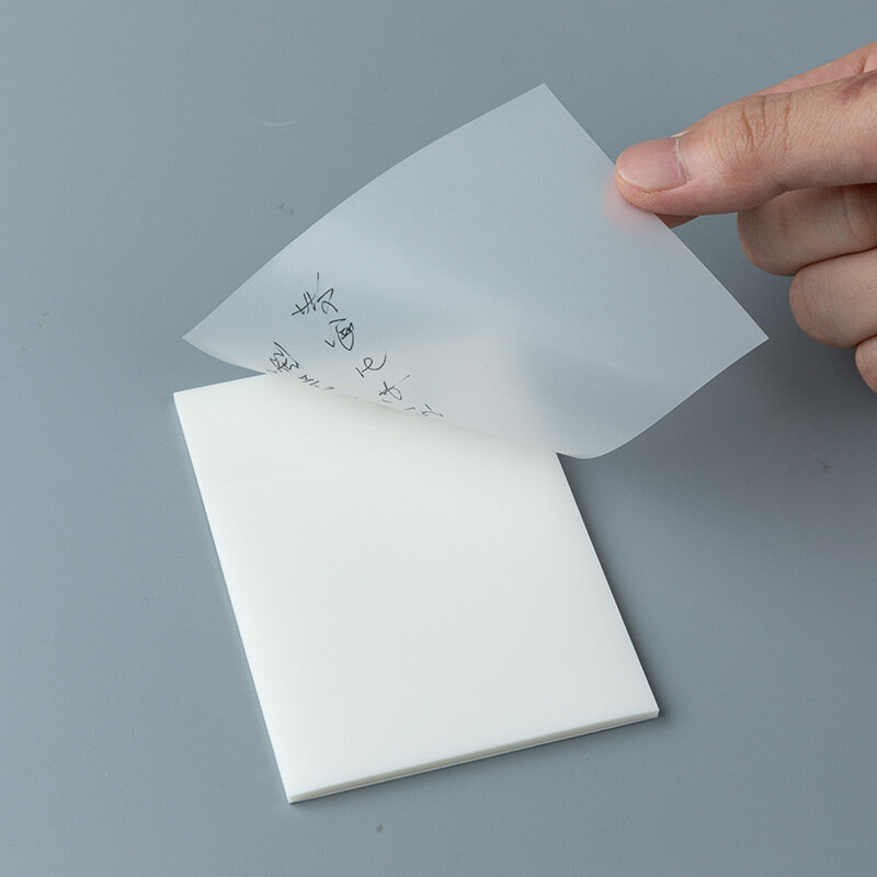 3*3 polegadas 50 folhas de caderno pegajoso transparente à prova dwaterproof água pet almofada de memorando para artigos de papelaria do escritório do estudante simples rasgo memorando almofadas