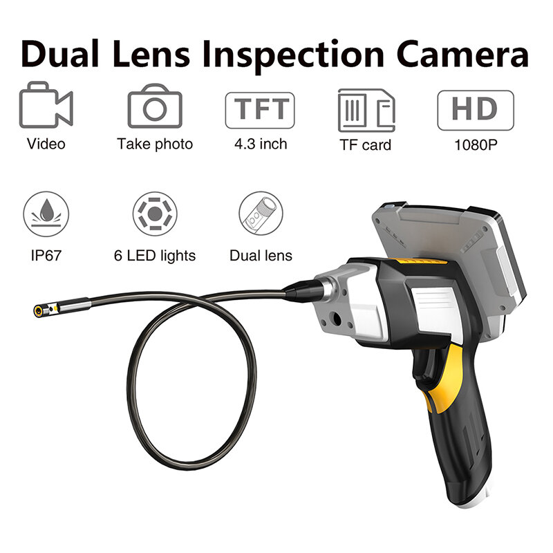 Dual Objektiv Endoskop Kamera Handheld mit 4,3 zoll Bildschirm Endoskop Kamera Starren Endoskopische Kamera Motor Abflussrohr Inspektion