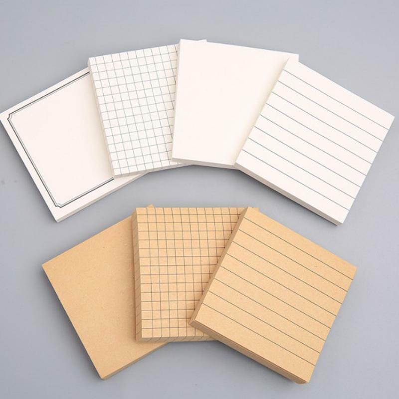 Note Paper Simple 80Sheets Plaid Message Self-Stick Notes Kawaii Stationery Notepad Office Leave Message Office Supplies