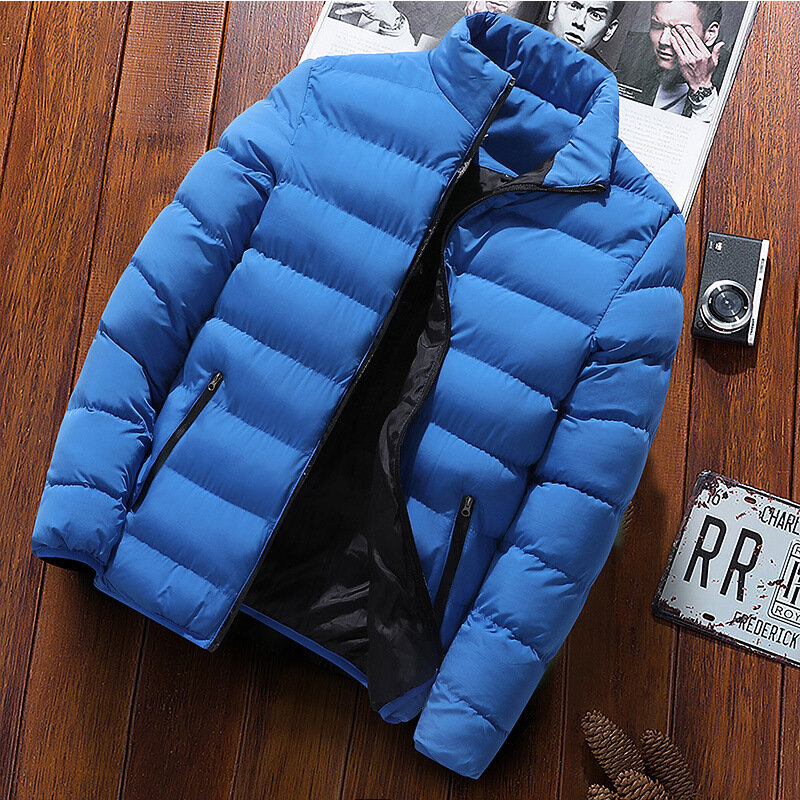 Giacca invernale da uomo in tinta unita di marca, giacca invernale a maniche lunghe cucita spessa, giacca a vento sottile e calda, nuova serie 2021