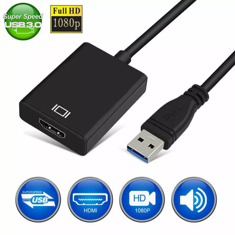 USB 3.0 HDMI 여성 오디오 비디오 어댑터 컨버터 케이블, Windows 7/8/10 PC 용