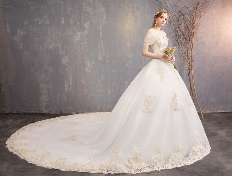 Hochzeit Kleid 2020 Neue Braut Große Größe Schulter Koreanische Dünne, Schlanke und Tailing Studio.