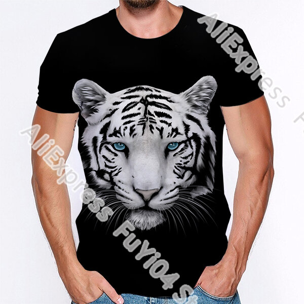 สัตว์โลกเสื้อผ้าผู้ชายใหม่ Mens ฤดูร้อน Tiger พิมพ์ผู้ชายแขนสั้นเสื้อยืด3D พิมพ์เสื้อ T ลำลองเสื้อ...