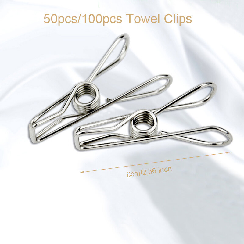 NEW TY 6cm/6.5cm Stainless Steel Clips Clothes Pins Pegs Holders Clothing Clamps Sealing Clip Household Clothespin Clips for