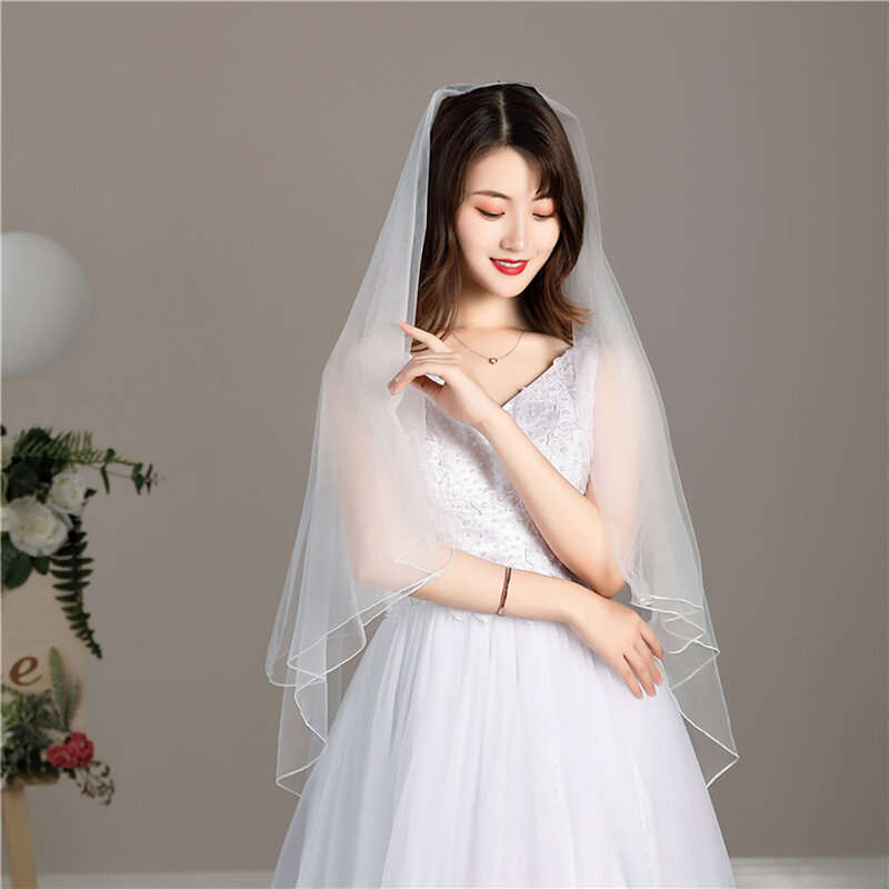 MOLANS New Single layer Long Bride Veils 1.5M Tailing Plain Yarn Simple White Bridesmaid Wedding Accessories Photo props