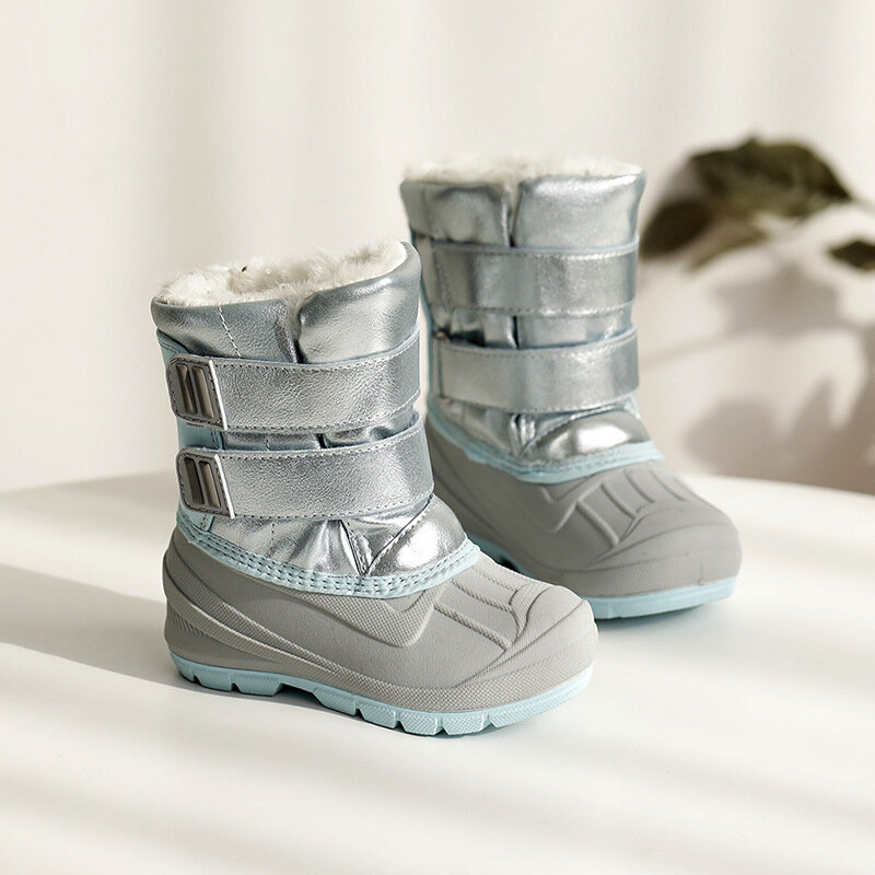 Детские зимние ботинки с милым рисунком единорога, водонепроницаемая детская обувь для мальчиков, зимние плюшевые теплые ботинки для младе...