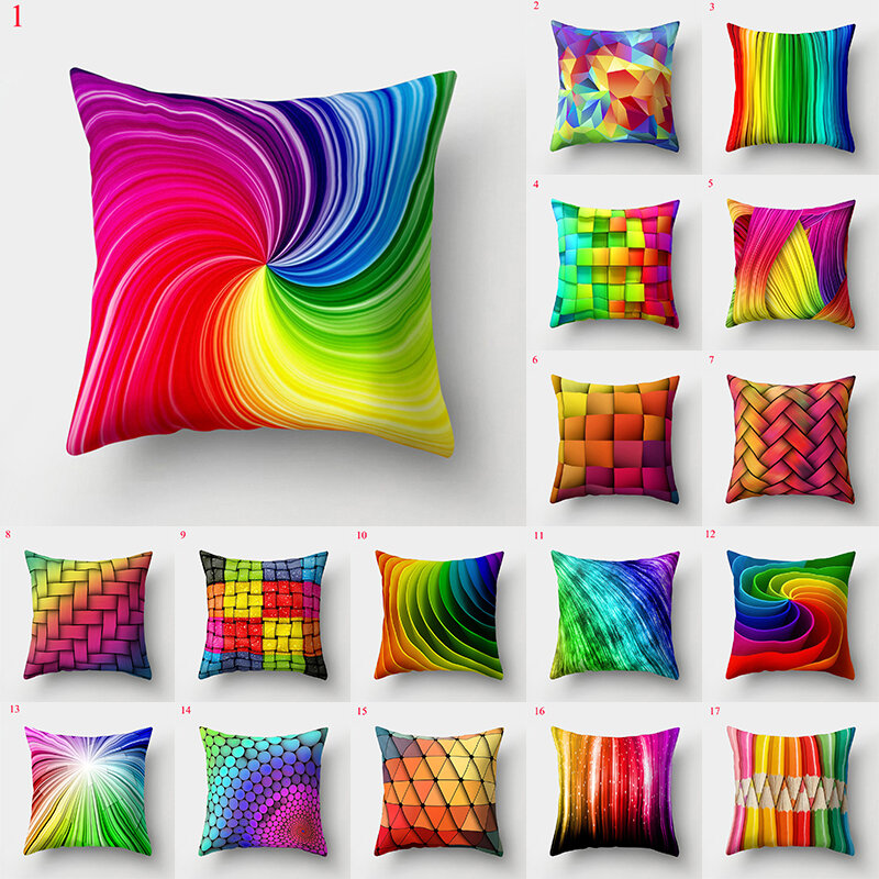 45*45cm Rainbow Pillowcase Colorful Geometric Pilow Covers Cushion Cover home decor for Car Sofa Throw Pillow Covers Pillow Case