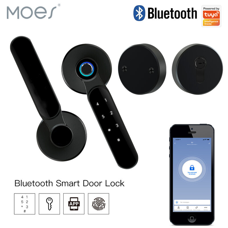 Cerradura inteligente para puerta, dispositivo de cierre con huella dactilar, desbloqueo múltiple, aplicación de seguridad, vida inteligente, contraseña, RFID, Bluetooth, Tuya