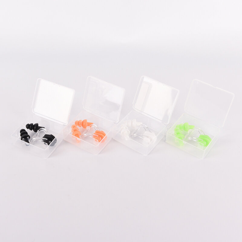 Tahan Air Silikon Lembut Renang Set Klip Hidung + Telinga Plug Kit Kotak
