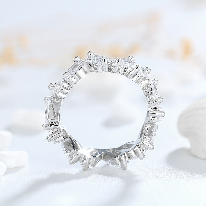 925 srebro prostokąt 3*5MM cyrkon geometryczne pierścienie luksusowe modne pierścionki Fine Jewelry Party ślub zaręczyny kobiety prezent
