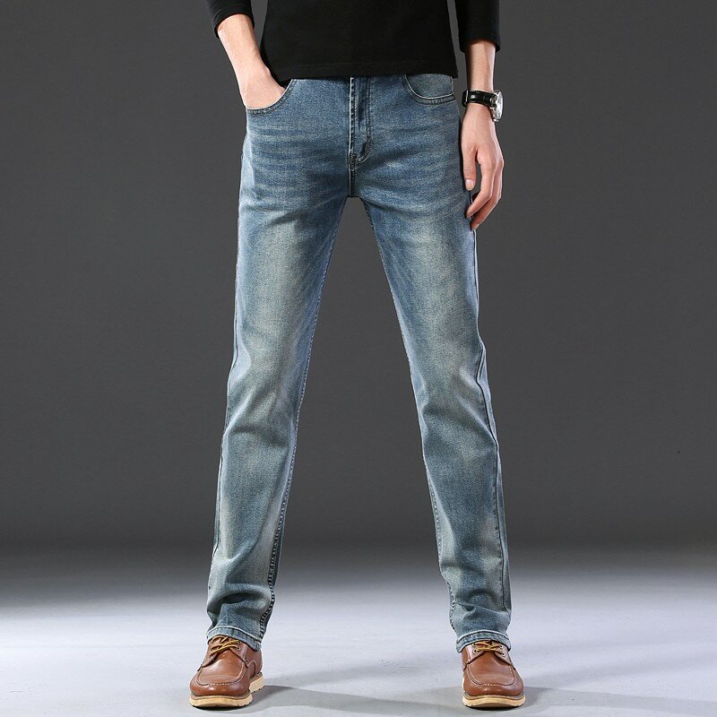 2020 SULEE แบรนด์ใหม่กางเกงยีนส์ผู้ชายธุรกิจ Casual Elastic Comfort ตรงกางเกงยีนส์กางเกงชายคุณภาพสูงกางเกง
