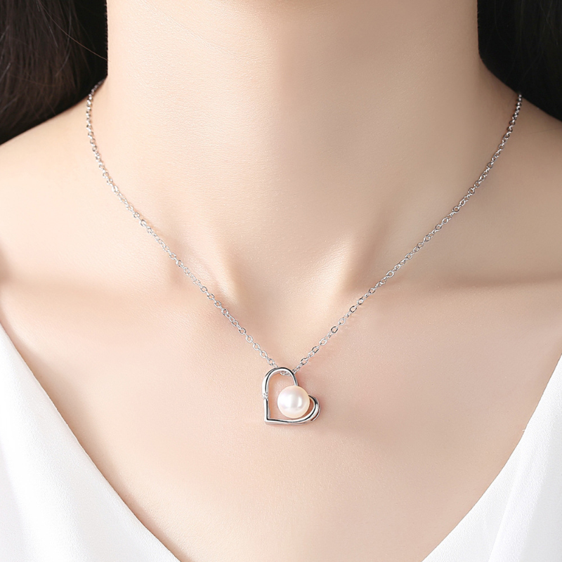 SODROV Sterling Silver Necklace Heart Shape Women Necklace 925 Silver Pendant Necklace for Women