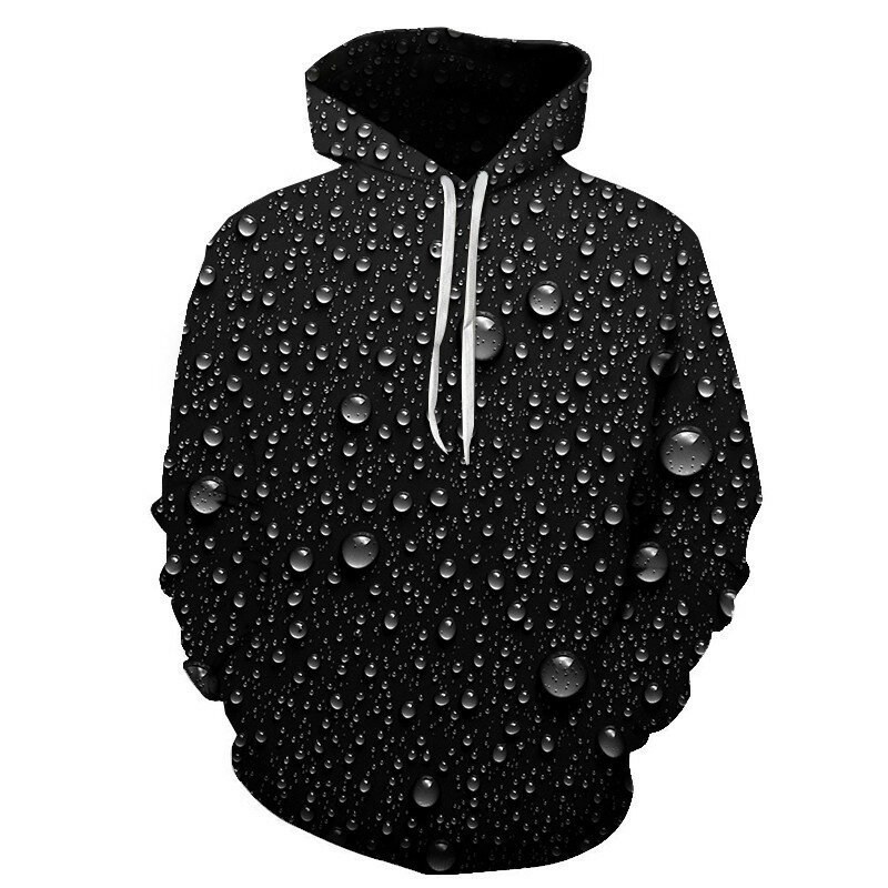 Spring and Autumn 3D Hoodie Water drop simple print hoodie Harajuku men\women can wear individual solid color tops for men