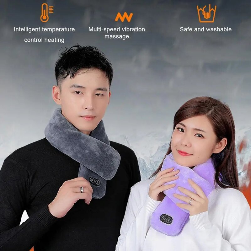 New 2021 Winter Scarf Heated Scarf USB Women Heating Scarf Couple Scarf Neckerchief Plush Collar Scarves Shawl Neck Warmer