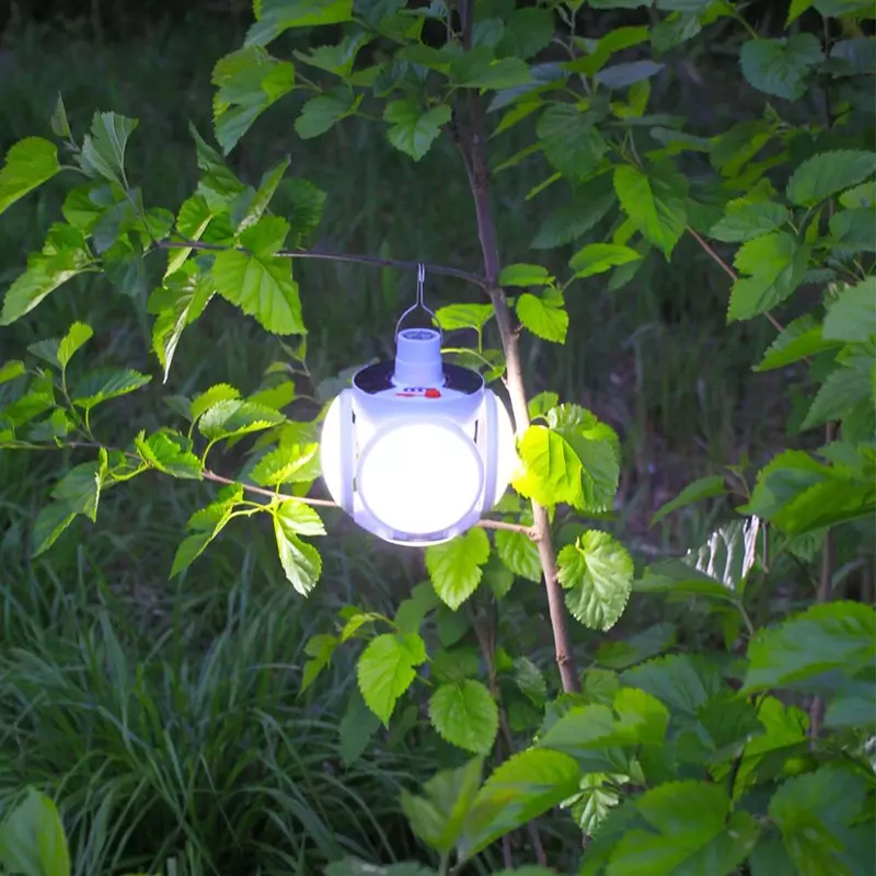 42LED solarna lampka kempingowa zewnętrzna wodoodporna 90 krotnie słoneczne światło LED do ładowania żarówka ogród przenośna lampka do uprawiania turystyki pieszej ryb