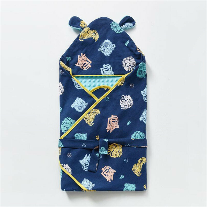 Новое Детское одеяло, Мягкая матовая хлопковая ткань, рифленый бархат для новорожденных, для сна, с капюшоном, 90x9, 0 см, детское одеяло