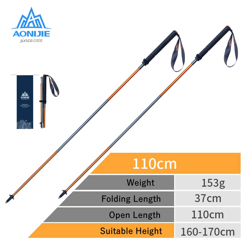 AONIJIE-bastón plegable ultraligero de fibra de carbono E4102, bastón para senderismo, carrera, carrera, al aire libre