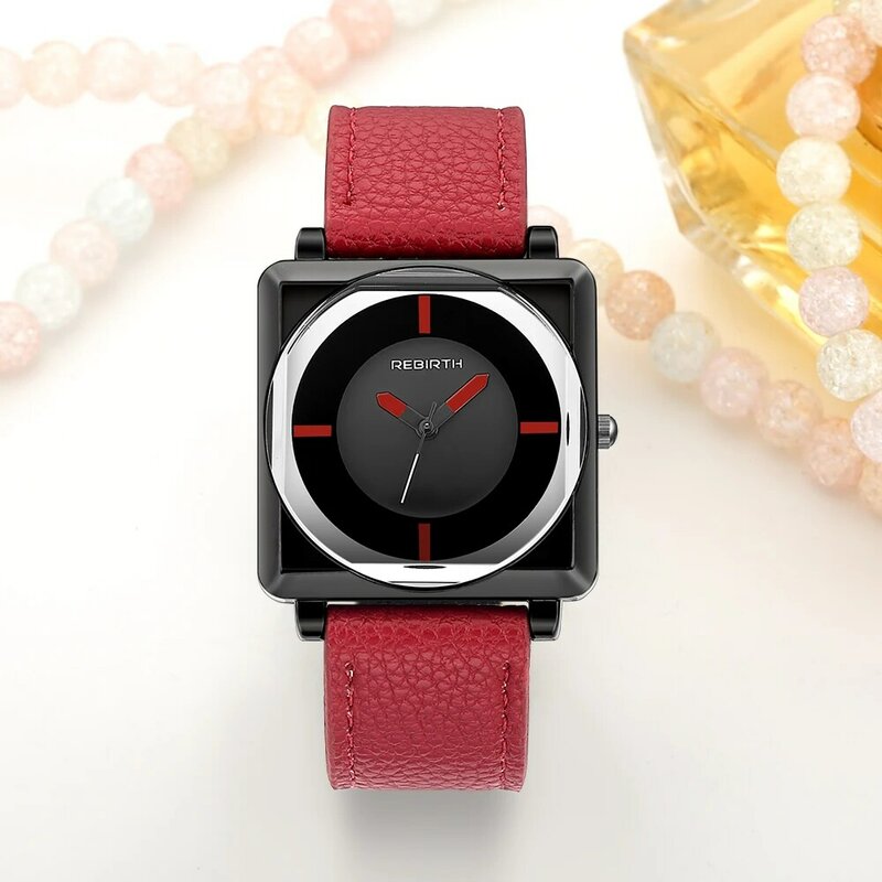 Damen Quarz Frauen Armband Uhren WIEDERGEBURT frauen Uhr Top Marke Quadrat Vertraglich Leder Kristall Handgelenk Uhren Uhr relog