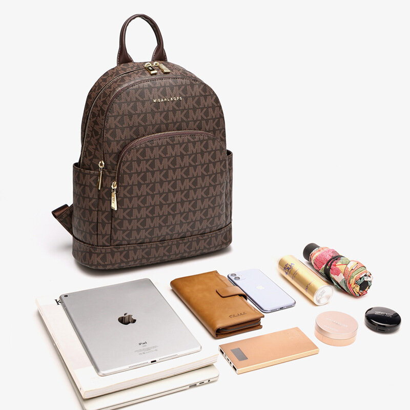 MKJ المرأة سعة كبيرة حقائب جلدية الظهر موضة مكافحة سرقة الكتف حقيبة مدرسية للفتيات جودة الإناث حقيبة السفر
