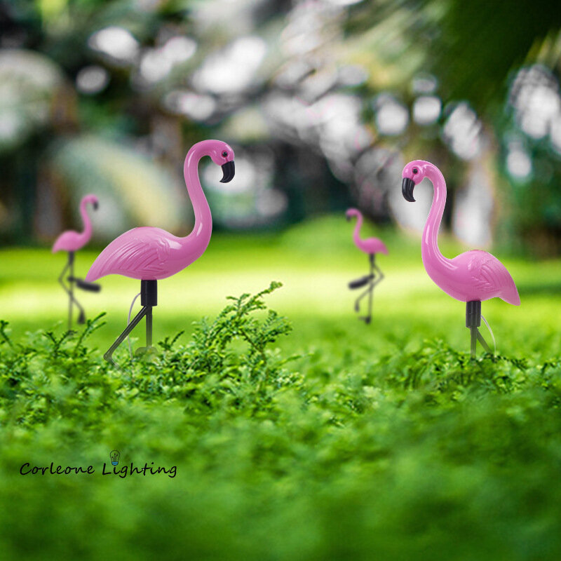 Luminária led de flamingo com energia solar, luz para ambientes externos, cerca e jardim, quintal, lâmpada led a energia solar, à prova d'água, decoração ao ar livre