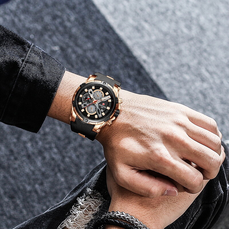Relógios masculinos de luxo marca superior grande dial relógio de quartzo à prova dwaterproof água cronógrafo esportes masculino relógio de pulso reloj hombre