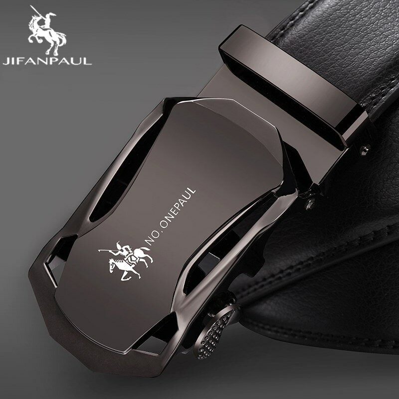 JIFANPAUL-Cinturón de cuero con hebilla automática para hombre, diseño de lujo, clásico, de la mejor marca, ZDC17