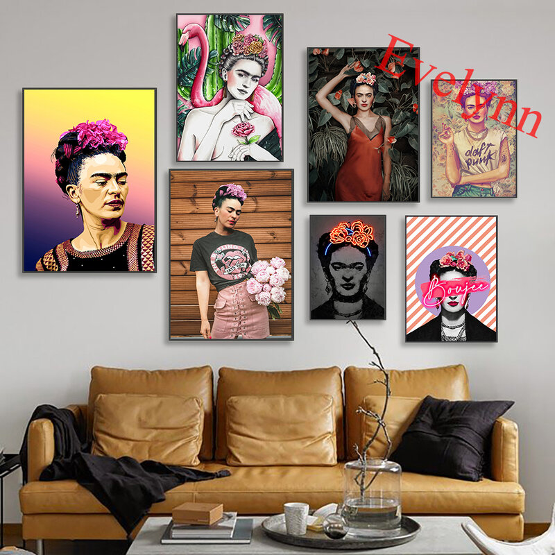 Frida Kahlo – affiche de fleurs rétro, peinture nordique, décor de chambre à coucher, images décor de salon moderne, toile, imprimés d'art mural