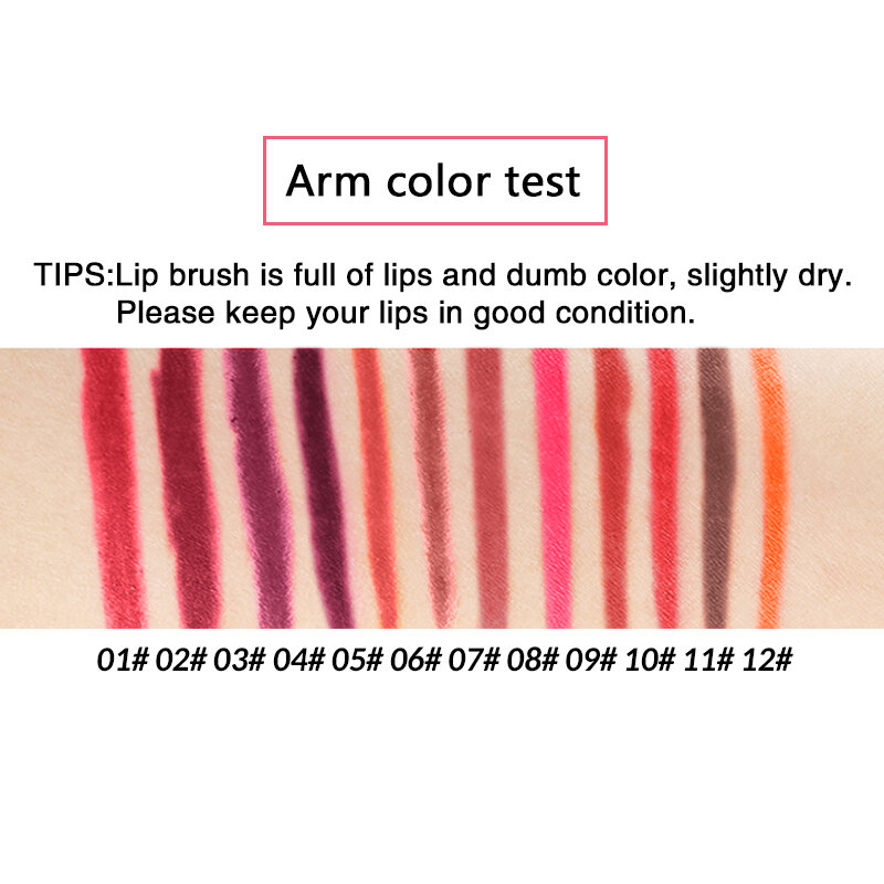 12 cores lábio forro lápis à prova dwaterproof água de longa duração fácil de colorir automático rotativo batom delineador cosméticos maquiagem tslm1