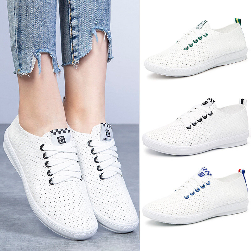 White shoes women summer ventilation all kinds of student shoes light comfort nurse flat sole casual shoes