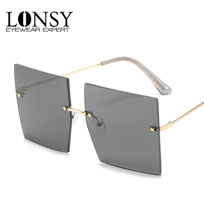 Lonsy óculos de sol feminino, quadrado, clássico, de tamanho grande, vintage, para mulheres