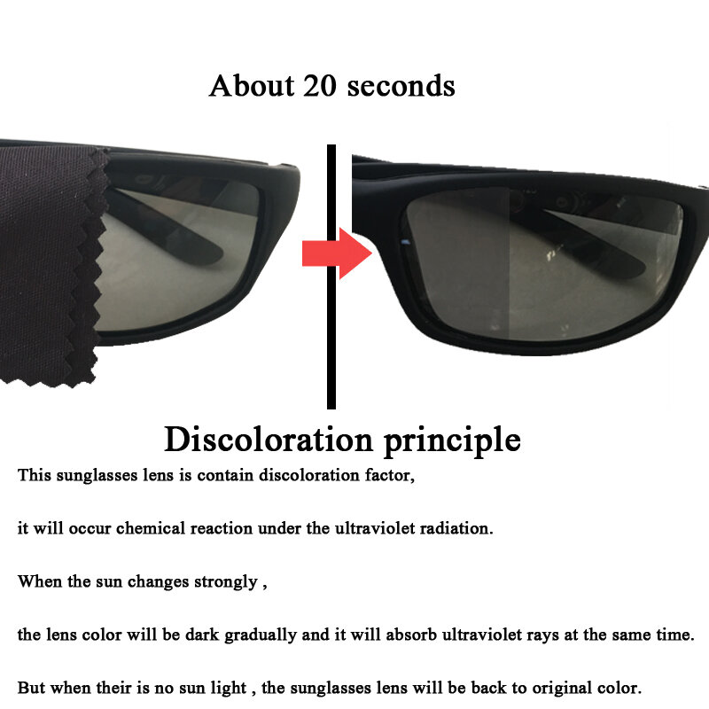 Gafas de sol fotocromáticas para hombre y mujer, lentes de sol fotocromáticas cuadradas, polarizadas, estilo Retro, camaleón, con caja de regalo, con UV400, 2020