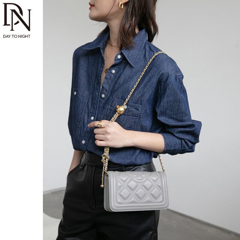 DN Diamond Lattice Women's Bags Crossbody Bag Fashion Chain Shoulder Handbags Ladies Simplicity PU Small Square Purse for Women