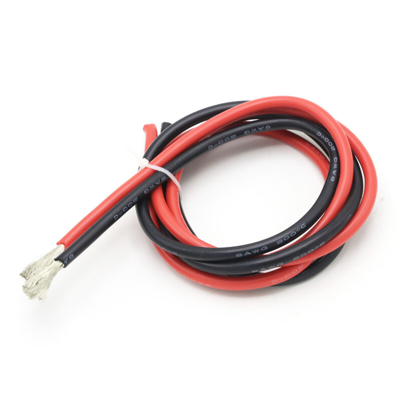 Cable de silicona suave a prueba de calor, Cable de Gel de sílice de 2 metros, 8, 10, 12, 14, 16, 18, 20, 22AWG, 1 metro, rojo + 1 metro, negro