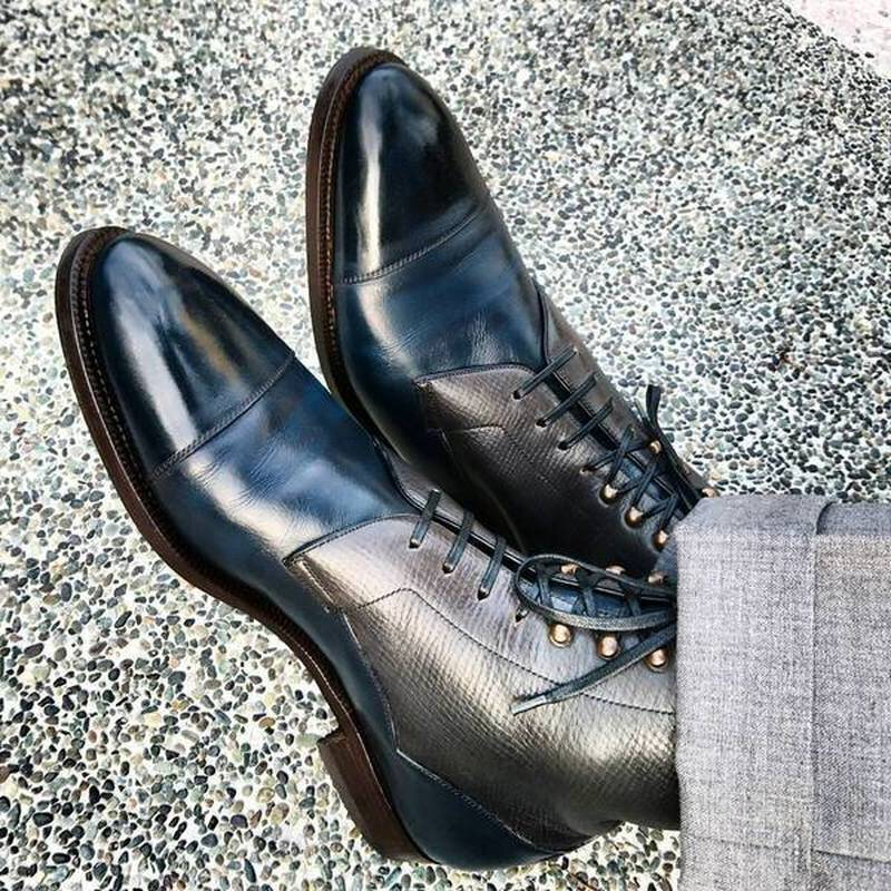 Botas informales cómodas para hombre, zapatos clásicos de oficina, de piel sintética, a la moda, KZ379