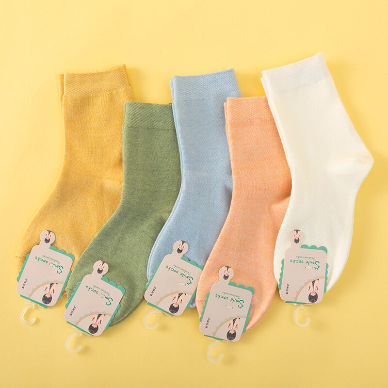 Women's Socks Autumn and Winter Socks Cotton Socks New Candy Color Stockings Pure Cotton College Style Socks Women