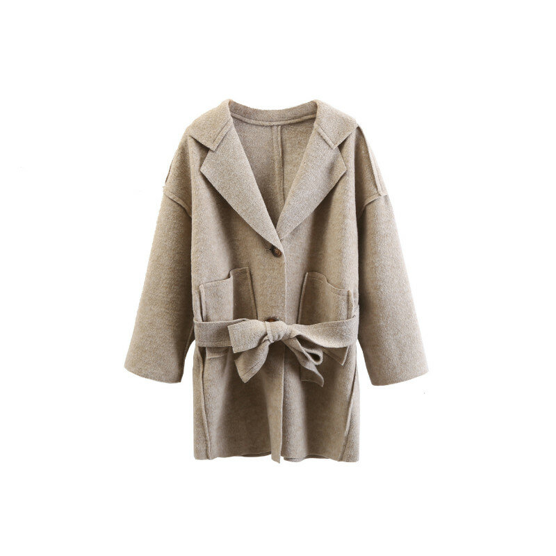 Casaco longo feminino com gola virada, jaqueta corta-vento para crianças com estilo outono e inverno 2019