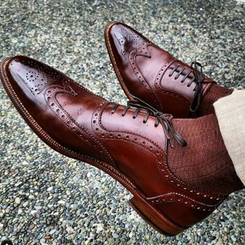 Brogue-zapatos Oxford De piel sintética para hombre, Calzado cómodo De moda, KZ363