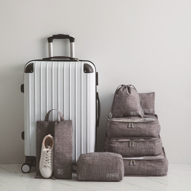 Organizador de viaje para equipaje, bolsa de malla impermeable para almacenamiento de ropa, Cubo de embalaje, accesorios de viaje, 7 unids/set por juego