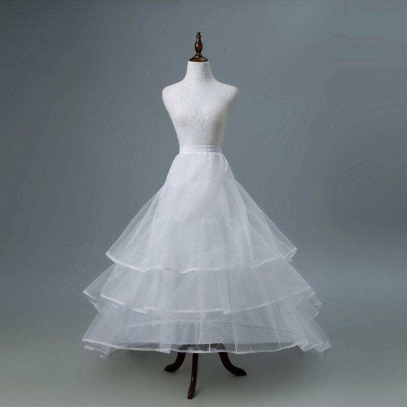 Dois anel de aço laço elástico multi-camada malha petticoat desempenho vestido noiva casamento cauda grande vestido de casamento saia