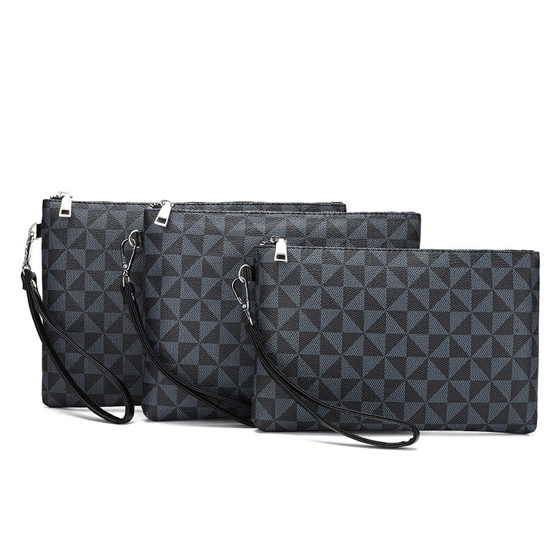 2022new business men's wallet lattice men's clutch bag simple envelope bag men's money bag large-capacity clutch bag