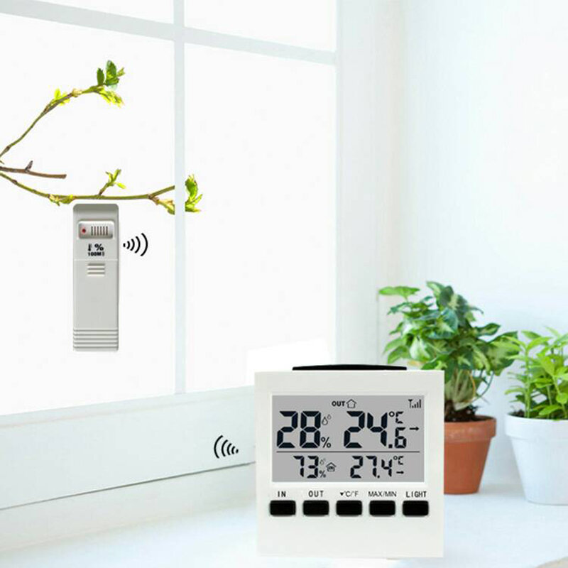 デジタル家庭用温度計,湿度計,屋内および屋外の温度および湿度計,アラーム付きモニター,lcdウェザーステーション