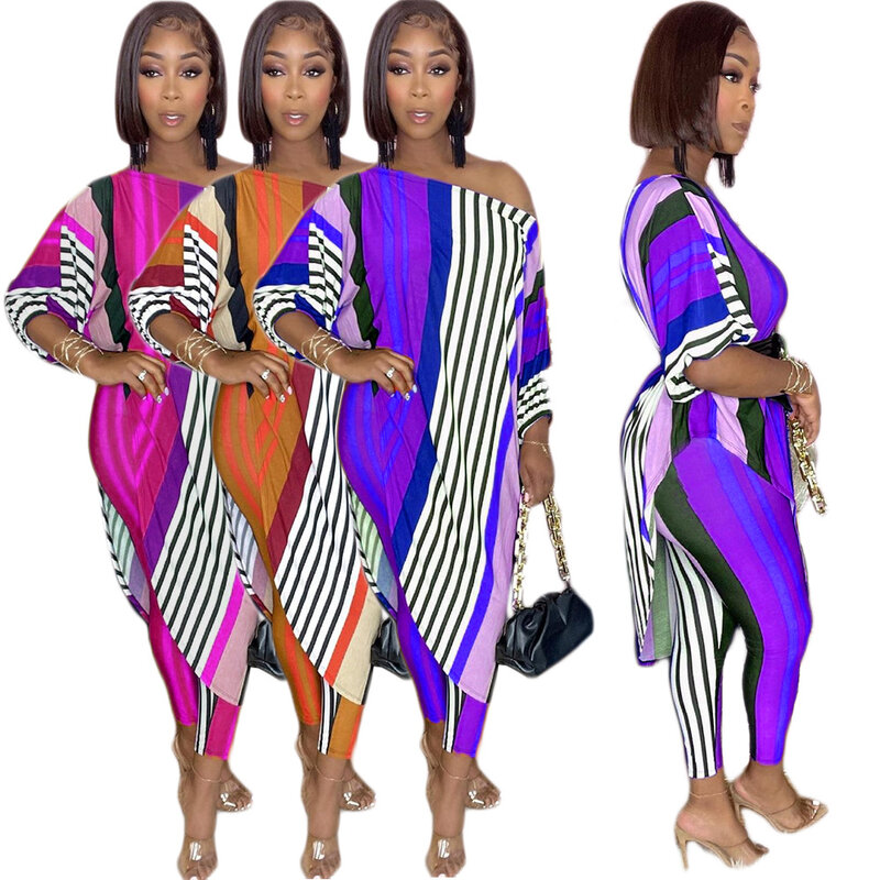 Casaul Women Print Tracksuit Two Piece Set Plus Size Shirt And Long Pants Loose Sportsuit Streetwear Clothes For Women Outfit
