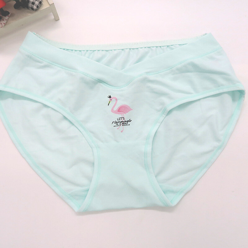Panties ต่ำเอวผ้าฝ้ายชุดชั้นในการตั้งครรภ์แถบท้อง & สนับสนุน Panty Plus ขนาด U-รูปกางเกงการ์ตูนกางเกงยี...