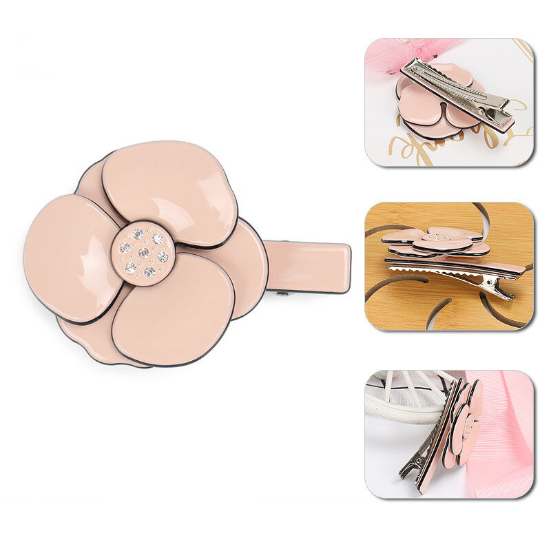 Fashion Hair Clamp Camellia Design Women Hairpins Cute Travel Alligator Clip Acetate Hair Pins
