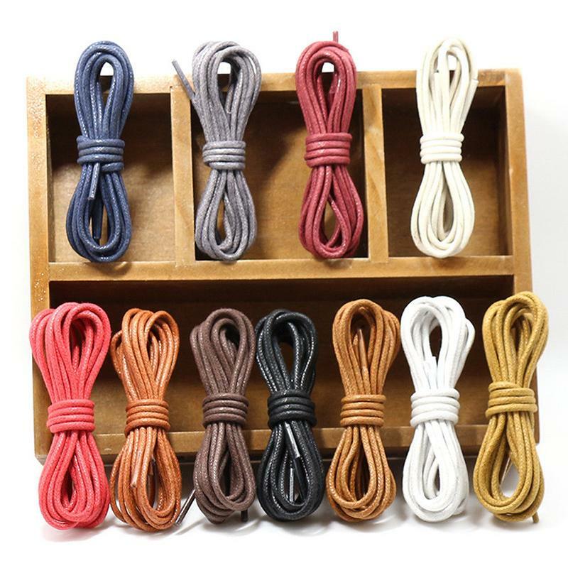 1 par de cordones de cuero, cordones de cera de algodón, cordones redondos, cordones de botas, cordones de cuero impermeables