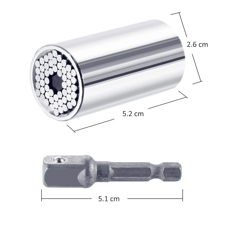 Llave de torsión Universal de 7-19mm, manga de enchufe, llave inglesa de 3/8 buje, herramienta de Magic Grip, llave de tubo multifunción
